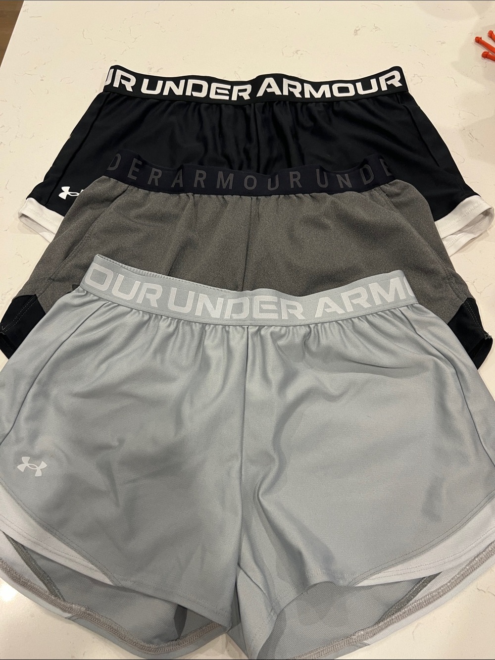 Under Armour Women’s Athletic Shorts Trio - Black, Gray, Light Gray